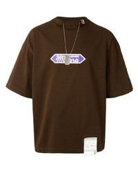 T-shirt girocollo stampata marrone scuro di Miharayasuhiro Modified