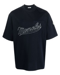 T-shirt girocollo stampata marrone scuro di Moncler