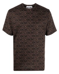 T-shirt girocollo stampata marrone scuro di Moschino