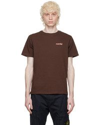 T-shirt girocollo stampata marrone scuro di Norda