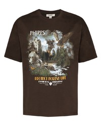 T-shirt girocollo stampata marrone scuro di Phipps