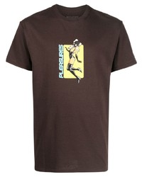 T-shirt girocollo stampata marrone scuro di Pleasures