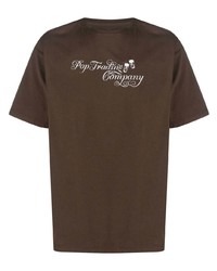 T-shirt girocollo stampata marrone scuro di Pop Trading Company