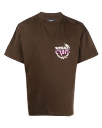 T-shirt girocollo stampata marrone scuro di Represent