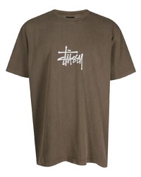 T-shirt girocollo stampata marrone scuro di Stussy