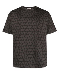 T-shirt girocollo stampata marrone scuro di Valentino Garavani
