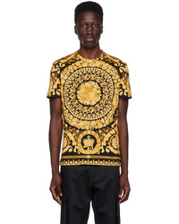 T-shirt girocollo stampata marrone scuro di Versace