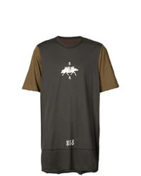 T-shirt girocollo stampata marrone scuro di Ziggy Chen