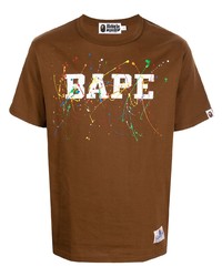 T-shirt girocollo stampata marrone di A Bathing Ape