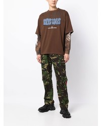 T-shirt girocollo stampata marrone di AAPE BY A BATHING APE