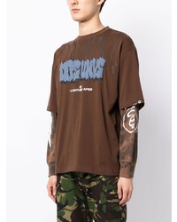 T-shirt girocollo stampata marrone di AAPE BY A BATHING APE