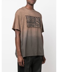 T-shirt girocollo stampata marrone di Roberto Cavalli
