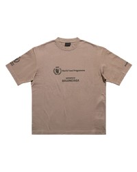 T-shirt girocollo stampata marrone di Balenciaga