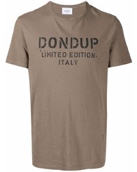 T-shirt girocollo stampata marrone di Dondup