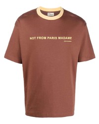 T-shirt girocollo stampata marrone di Drôle De Monsieur