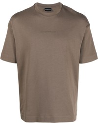 T-shirt girocollo stampata marrone di Emporio Armani