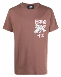 T-shirt girocollo stampata marrone di Enterprise Japan