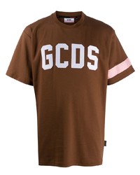 T-shirt girocollo stampata marrone di Gcds