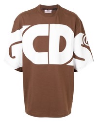 T-shirt girocollo stampata marrone di Gcds