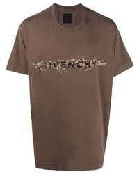 T-shirt girocollo stampata marrone di Givenchy