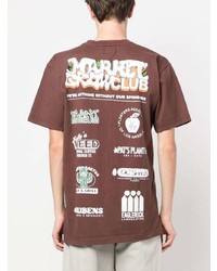 T-shirt girocollo stampata marrone di MARKET