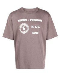 T-shirt girocollo stampata marrone di Heron Preston