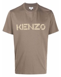 T-shirt girocollo stampata marrone di Kenzo