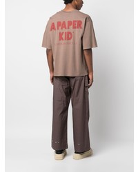 T-shirt girocollo stampata marrone di a paper kid