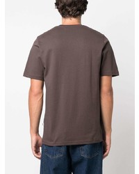 T-shirt girocollo stampata marrone di Wood Wood