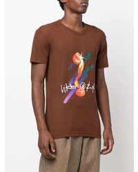 T-shirt girocollo stampata marrone di Viktor & Rolf