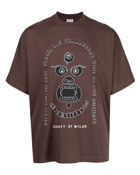 T-shirt girocollo stampata marrone di Marcelo Burlon County of Milan