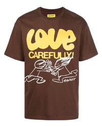 T-shirt girocollo stampata marrone di MARKET