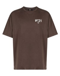 T-shirt girocollo stampata marrone di N°21