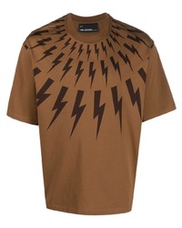 T-shirt girocollo stampata marrone di Neil Barrett