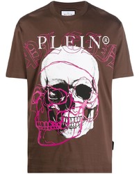 T-shirt girocollo stampata marrone di Philipp Plein
