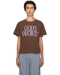 T-shirt girocollo stampata marrone di Praying