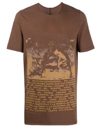 T-shirt girocollo stampata marrone di Rick Owens DRKSHDW