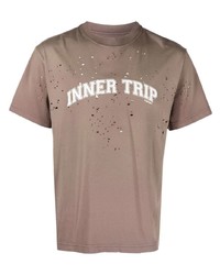 T-shirt girocollo stampata marrone di Satisfy