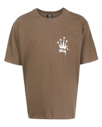T-shirt girocollo stampata marrone di Stussy