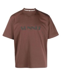 T-shirt girocollo stampata marrone di Sunnei