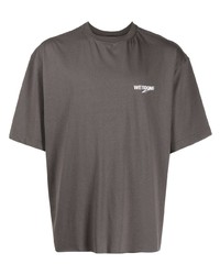 T-shirt girocollo stampata marrone di We11done
