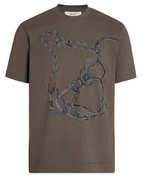 T-shirt girocollo stampata marrone di Z Zegna