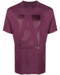 T-shirt girocollo stampata melanzana scuro di Armani Exchange