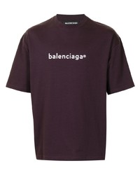 T-shirt girocollo stampata melanzana scuro di Balenciaga