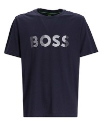 T-shirt girocollo stampata melanzana scuro di BOSS