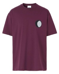T-shirt girocollo stampata melanzana scuro di Burberry