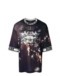 T-shirt girocollo stampata melanzana scuro di Dolce & Gabbana