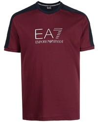T-shirt girocollo stampata melanzana scuro di Ea7 Emporio Armani