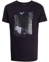T-shirt girocollo stampata melanzana scuro di Emporio Armani