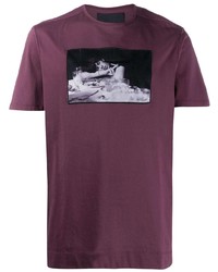 T-shirt girocollo stampata melanzana scuro di Limitato